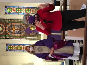 An emotional Chris Psolka expresses her thanks to Mother Lisa and the congregation at Christ Church.